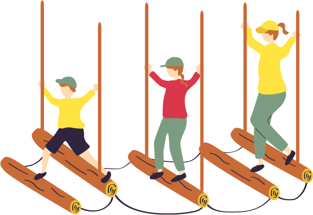 綱渡りする子どものイラスト